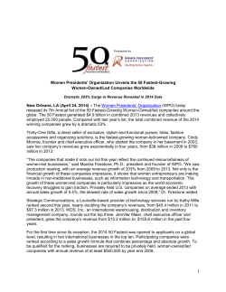 4/24/2014, 50 Fastest-Growing Women-Owned/Led