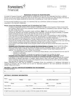 Statement of Claim for Death Benefits