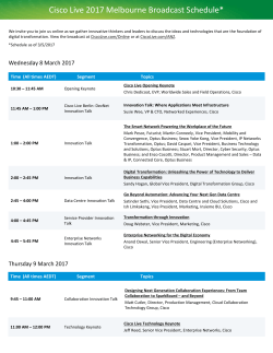 Cisco Live 2017 Melbourne Broadcast Schedule