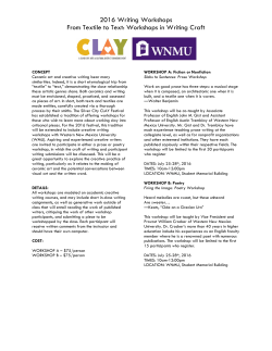 2016 Writing Workshops From Textile to Text: Workshops in Writing