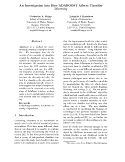 An Investigation into How ADABOOST Affects Classifier D iversity