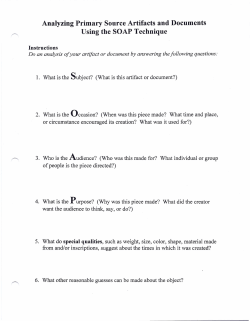 Analyzing Primary Source Artifacts and Documents Using the SOAP