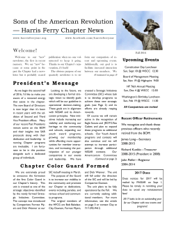 Sons of the American Revolution &mdash; Harris Ferry Chapter News