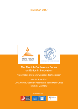 Invitation 2017 The Munich Conference Series on Ethics in