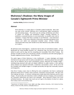 Mulroney`s Shadows: the Many Images of Canada`s Eighteenth