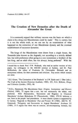 The Creation of New Dynasties after the Death of Alexander the Great