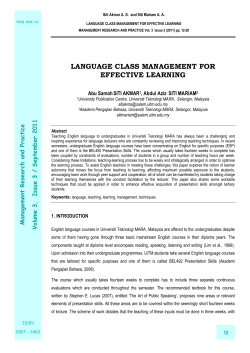LANGUAGE CLASS MANAGEMENT FOR EFFECTIVE LEARNING