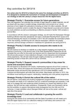 Key activities for 2013/14