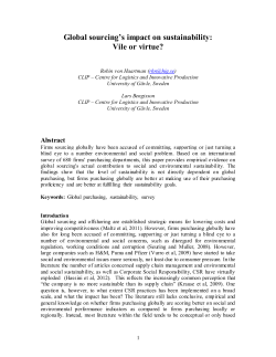 Global sourcing`s impact on sustainability: Vile or virtue?