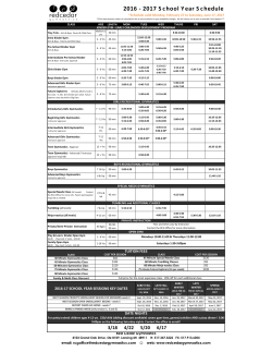 2016-2017 Session 4 Class Schedule
