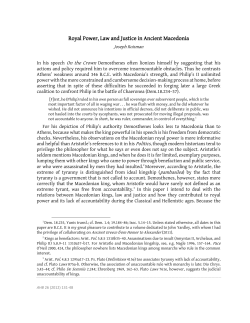Royal Power, Law and Justice in Ancient Macedonia
