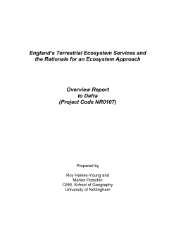 Part 1: Ecosystems, Policy and Ecosystem Services