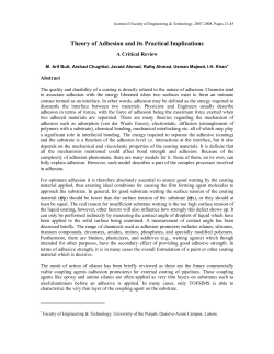 Theory of Adhesion and its Practical Implications