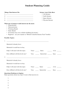 Science - Student Planning Guide