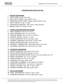 COUNTRIES AND CAPITALS OF ASIA 1. FAR EAST ASIA REGION