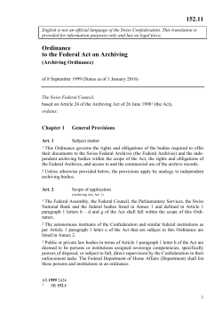 Ordinance to the Federal Act on Archiving 152.11