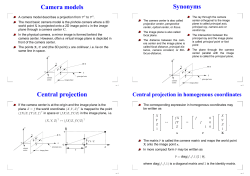 Camera models Synonyms Central projection