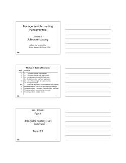 Management Accounting Fundamentals Job-order costing Job