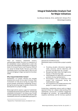 Integral Stakeholder Analysis Tool for Major Initiatives