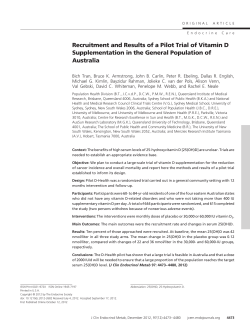 Recruitment and Results of a Pilot Trial of Vitamin D
