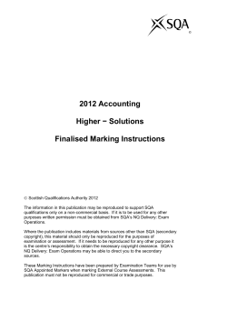 2012 Accounting Higher &minus; Solutions Finalised Marking