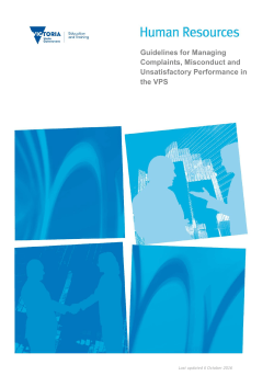 Guidelines for Managing Complaints, Misconduct and Unsatisfactory