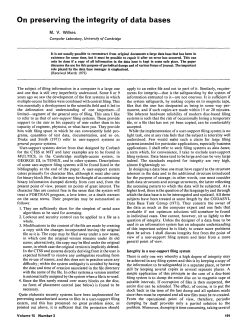 On preserving the integrity of data bases