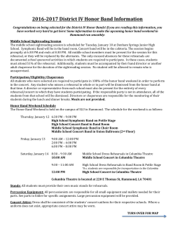 2016-2017 District IV Honor Band Information