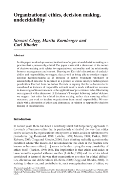 Organizational ethics, decision making, undecidability