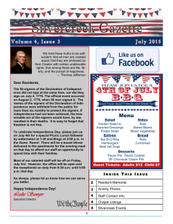 Silvercreek July 2015 Newsletter