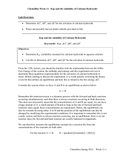 Chem(Bio) Week 11&ndash; Ksp and the solubility of Calcium
