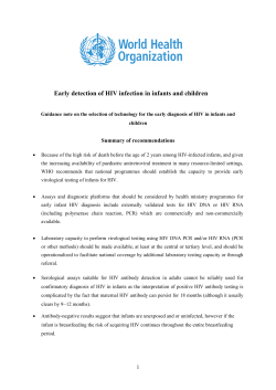 Early detection of HIV infection in infants and children