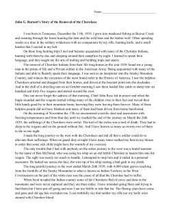 Trail of Tears Worksheet