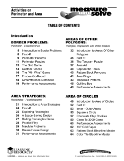 Activities on Perimeter and Area TABLE OF CONTENTS