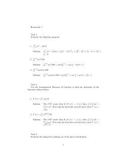 Homework 1 Task 1: Evaluate the following integrals: 1. Solution: 2