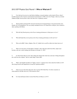 2012 IOP Physics Quiz Round 1 - The Institute of Physics in Ireland