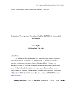 Convergent and Discriminant Validity Evaluation 1 In press, British