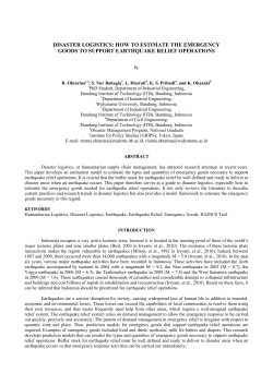 DISASTER LOGISTICS: HOW TO ESTIMATE THE EMERGENCY