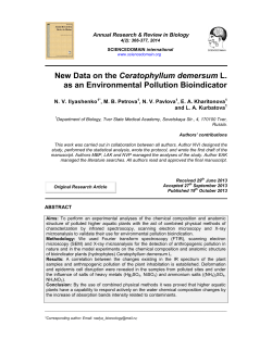 New Data on the Ceratophyllum demersum L. as an Environmental