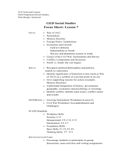 GED Social Studies Focus Sheet: Lesson 7 - PWCS-TV