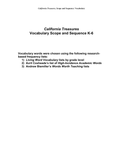 California Treasures Vocabulary Scope and