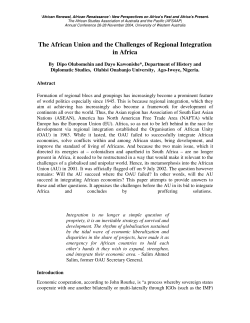 The African Union and the Challenges of Regional Integration in Africa
