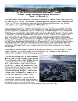 Big Bend, Carlsbad and Guadalupe National Parks Trip Notes