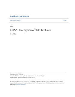 ERISA`s Preemption of State Tax Laws
