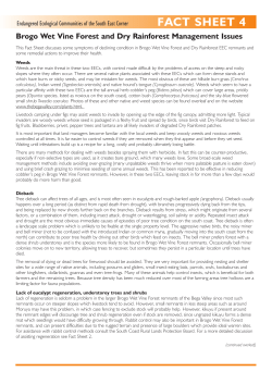 FACT SHEET 4: Brogo Wet Vine Forest and Dry Rainforest