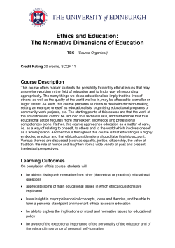 Ethics and Education: The Normative Dimensions of Education
