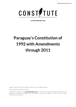 Paraguay`s Constitution of 1992 with Amendments through 2011