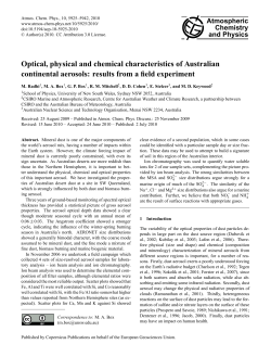 Optical, physical and chemical characteristics of Australian