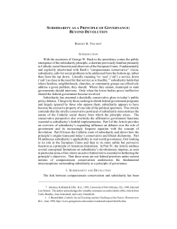 Subsidiarity as a Principle of Governance