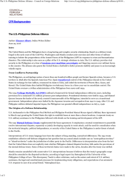 The U.S.-Philippines Defense Alliance
